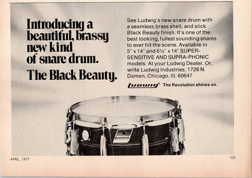 Ludwig black beauty snare drum - snare,
